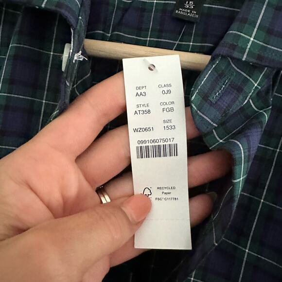 NWT J. Crew Slim-fit Ludlow Premium Fine Cotton Dress Shirt Plaid Blue 15/33 - Picture 10 of 10